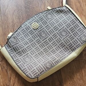 Anne Klein Cream and Gold Crossbody Bag with Adjustable Strap